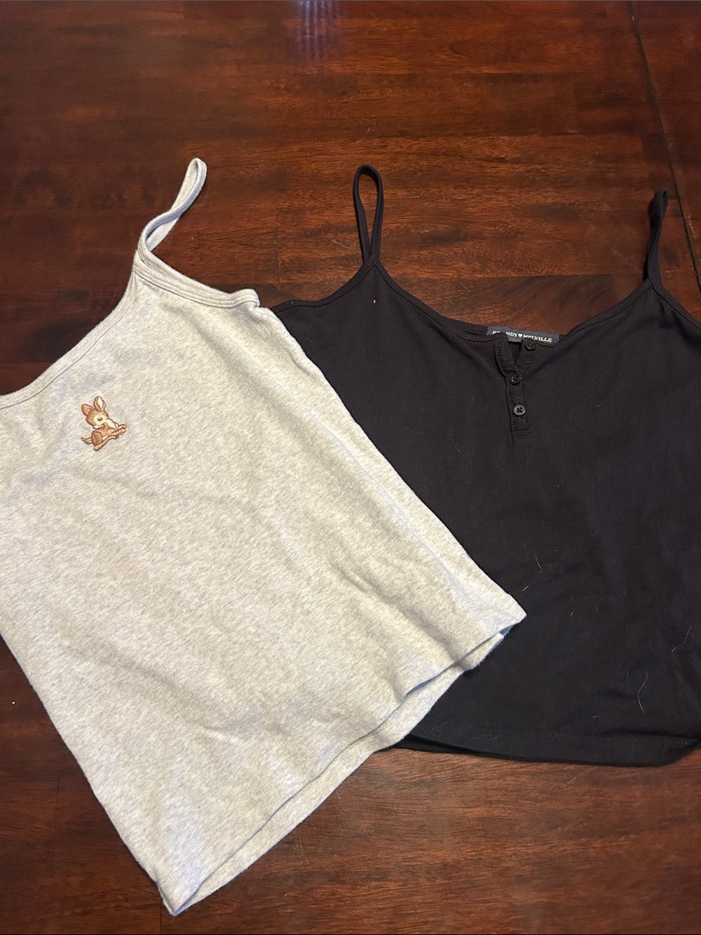 Brandy Melville Black & Light Gray Ribbed Tank Tops